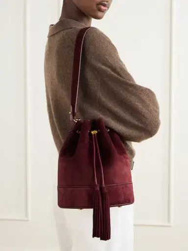 Gianvito Rossi Sienna Tasseled Suede Drawstring Bucket Bag | Thumbnail 2 Gianvito Rossi Sienna Tasseled Suede Drawstring Bucket Bag | Thumbnail 2