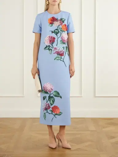 Carolina Herrera Crystal-embellished Floral Stretch-crepe Midi Dress | Thumbnail 2 Carolina Herrera Crystal-embellished Floral Stretch-crepe Midi Dress | Thumbnail 2