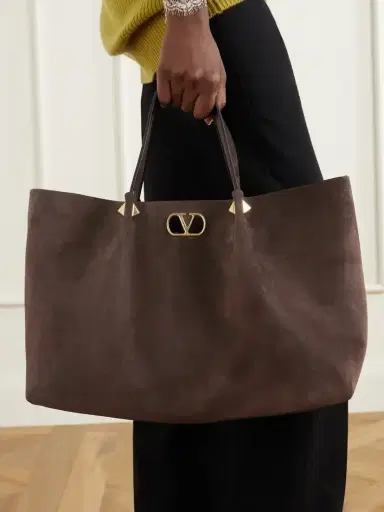 Valentino Garavani Vlogo Signature Studded Suede Tote | Thumbnail 2 Valentino Garavani Vlogo Signature Studded Suede Tote | Thumbnail 2