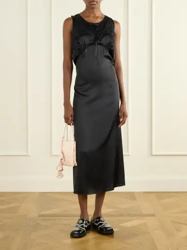 Simone Rocha Bow-detailed Embroidered Satin Midi Dress | Thumbnail 2 Simone Rocha Bow-detailed Embroidered Satin Midi Dress | Thumbnail 2