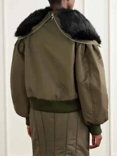 Simone Rocha Hooded Cropped Plush-trimmed Shell Bomber Jacket | Thumbnail 4 Simone Rocha Hooded Cropped Plush-trimmed Shell Bomber Jacket | Thumbnail 4