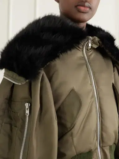 Simone Rocha Hooded Cropped Plush-trimmed Shell Bomber Jacket | Thumbnail 5 Simone Rocha Hooded Cropped Plush-trimmed Shell Bomber Jacket | Thumbnail 5