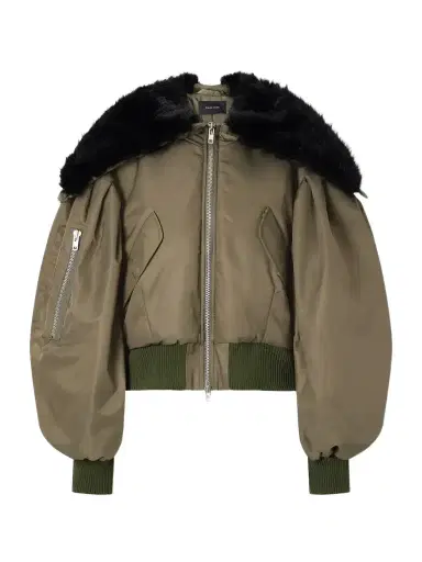 Simone Rocha Hooded Cropped Plush-trimmed Shell Bomber Jacket | Thumbnail 1 Simone Rocha Hooded Cropped Plush-trimmed Shell Bomber Jacket | Thumbnail 1