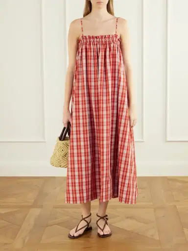 Faithfull Greta Checked Cotton Midi Dress | Thumbnail 2 Faithfull Greta Checked Cotton Midi Dress | Thumbnail 2