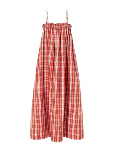 Faithfull Greta Checked Cotton Midi Dress | Thumbnail 1 Faithfull Greta Checked Cotton Midi Dress | Thumbnail 1