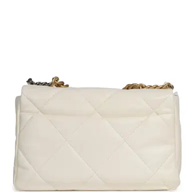 Chanel Chanel Large 19 Flap Bag White Shiny Lambskin Mixed Metal Hardware | Thumbnail 3 Chanel Chanel Large 19 Flap Bag White Shiny Lambskin Mixed Metal Hardware | Thumbnail 3