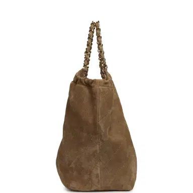 Chanel Chanel Large CC Cabas Hobo Bag Dark Beige Suede Gold Hardware | Thumbnail 3 Chanel Chanel Large CC Cabas Hobo Bag Dark Beige Suede Gold Hardware | Thumbnail 3