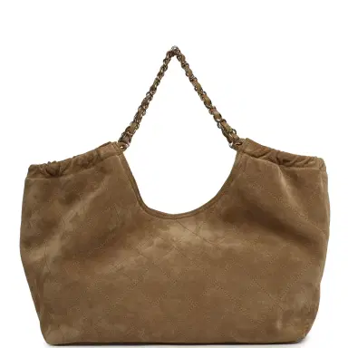 Chanel Chanel Large CC Cabas Hobo Bag Dark Beige Suede Gold Hardware | Thumbnail 4 Chanel Chanel Large CC Cabas Hobo Bag Dark Beige Suede Gold Hardware | Thumbnail 4
