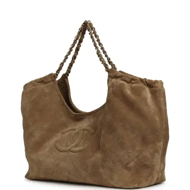 Chanel Chanel Large CC Cabas Hobo Bag Dark Beige Suede Gold Hardware | Thumbnail 5 Chanel Chanel Large CC Cabas Hobo Bag Dark Beige Suede Gold Hardware | Thumbnail 5