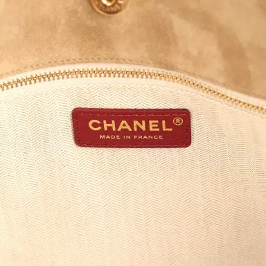 Chanel Chanel Large CC Cabas Hobo Bag Dark Beige Suede Gold Hardware | Thumbnail 9 Chanel Chanel Large CC Cabas Hobo Bag Dark Beige Suede Gold Hardware | Thumbnail 9