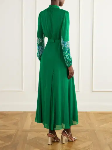 Saloni Jacqui D Belted Flower-printed Silk-chiffon Midi Dress | Thumbnail 3 Saloni Jacqui D Belted Flower-printed Silk-chiffon Midi Dress | Thumbnail 3
