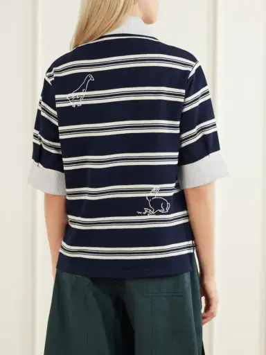 Sea Mina Embroidered Striped Polo Shirt | Thumbnail 4 Sea Mina Embroidered Striped Polo Shirt | Thumbnail 4