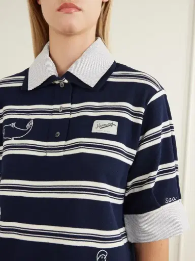 Sea Mina Embroidered Striped Polo Shirt | Thumbnail 5 Sea Mina Embroidered Striped Polo Shirt | Thumbnail 5
