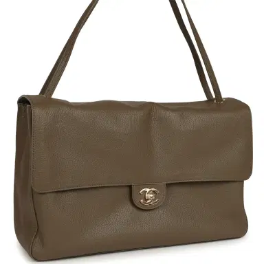 Chanel Chanel Maxi "Souplissimo" Large Flap Bag Dark Khaki Grained Calfskin Gold Hardware | Thumbnail 2 Chanel Chanel Maxi "Souplissimo" Large Flap Bag Dark Khaki Grained Calfskin Gold Hardware | Thumbnail 2