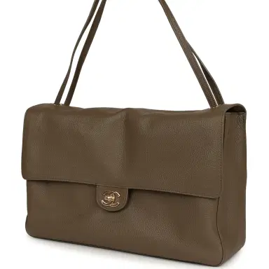 Chanel Chanel Maxi "Souplissimo" Large Flap Bag Dark Khaki Grained Calfskin Gold Hardware | Thumbnail 5 Chanel Chanel Maxi "Souplissimo" Large Flap Bag Dark Khaki Grained Calfskin Gold Hardware | Thumbnail 5