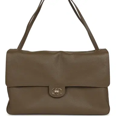 Chanel Chanel Maxi "Souplissimo" Large Flap Bag Dark Khaki Grained Calfskin Gold Hardware | Thumbnail 1 Chanel Chanel Maxi "Souplissimo" Large Flap Bag Dark Khaki Grained Calfskin Gold Hardware | Thumbnail 1