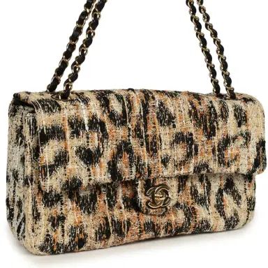 Chanel Chanel Maxi Leopard Print "Souplissimo" Small Flap Bag Brown, Black, White Tweed, Mixed Fibers Gold Hardware | Thumbnail 2 Chanel Chanel Maxi Leopard Print "Souplissimo" Small Flap Bag Brown, Black, White Tweed, Mixed Fibers Gold Hardware | Thumbnail 2