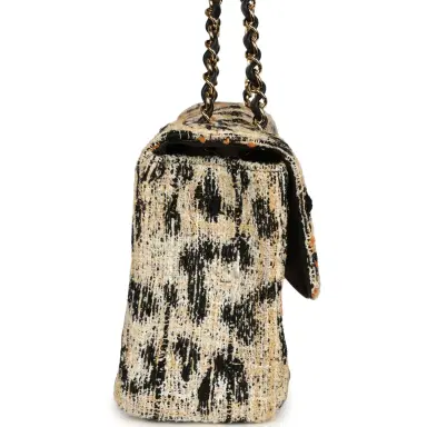 Chanel Chanel Maxi Leopard Print "Souplissimo" Small Flap Bag Brown, Black, White Tweed, Mixed Fibers Gold Hardware | Thumbnail 3 Chanel Chanel Maxi Leopard Print "Souplissimo" Small Flap Bag Brown, Black, White Tweed, Mixed Fibers Gold Hardware | Thumbnail 3