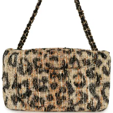 Chanel Chanel Maxi Leopard Print "Souplissimo" Small Flap Bag Brown, Black, White Tweed, Mixed Fibers Gold Hardware | Thumbnail 4 Chanel Chanel Maxi Leopard Print "Souplissimo" Small Flap Bag Brown, Black, White Tweed, Mixed Fibers Gold Hardware | Thumbnail 4
