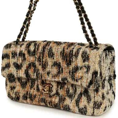 Chanel Chanel Maxi Leopard Print "Souplissimo" Small Flap Bag Brown, Black, White Tweed, Mixed Fibers Gold Hardware | Thumbnail 5 Chanel Chanel Maxi Leopard Print "Souplissimo" Small Flap Bag Brown, Black, White Tweed, Mixed Fibers Gold Hardware | Thumbnail 5