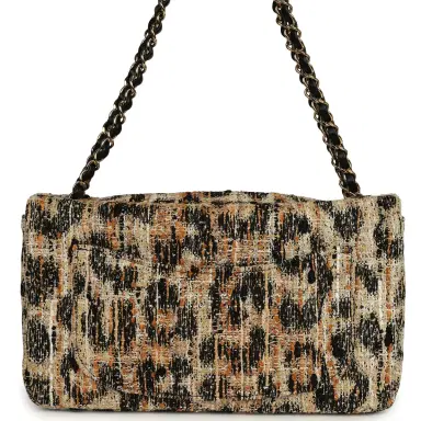 Chanel Chanel Maxi Leopard Print "Souplissimo" Small Flap Bag Brown, Black, White Tweed, Mixed Fibers Gold Hardware | Thumbnail 4 Chanel Chanel Maxi Leopard Print "Souplissimo" Small Flap Bag Brown, Black, White Tweed, Mixed Fibers Gold Hardware | Thumbnail 4