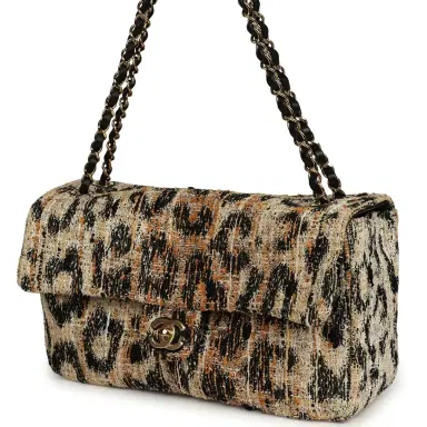 Chanel Chanel Maxi Leopard Print "Souplissimo" Small Flap Bag Brown, Black, White Tweed, Mixed Fibers Gold Hardware | Thumbnail 5 Chanel Chanel Maxi Leopard Print "Souplissimo" Small Flap Bag Brown, Black, White Tweed, Mixed Fibers Gold Hardware | Thumbnail 5