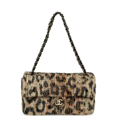 Chanel Chanel Maxi Leopard Print "Souplissimo" Small Flap Bag Brown, Black, White Tweed, Mixed Fibers Gold Hardware | Thumbnail 7 Chanel Chanel Maxi Leopard Print "Souplissimo" Small Flap Bag Brown, Black, White Tweed, Mixed Fibers Gold Hardware | Thumbnail 7
