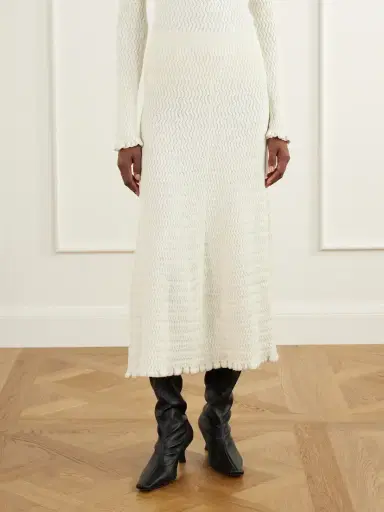 Proenza Schouler White Label Magnolia Cable-knit Cotton-blend Midi Skirt | Thumbnail 3 Proenza Schouler White Label Magnolia Cable-knit Cotton-blend Midi Skirt | Thumbnail 3