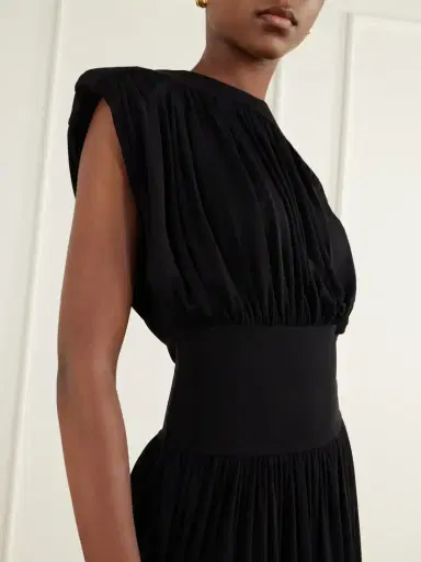 Anine Bing Fran Gathered Crepe Midi Dress | Thumbnail 4 Anine Bing Fran Gathered Crepe Midi Dress | Thumbnail 4