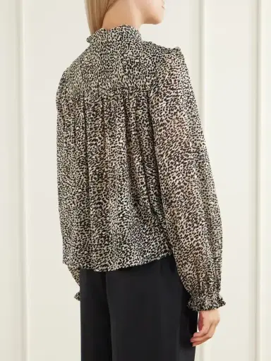 Sea Charlize Tie-detailed Ruffled Animal-print Chiffon Blouse | Thumbnail 4 Sea Charlize Tie-detailed Ruffled Animal-print Chiffon Blouse | Thumbnail 4