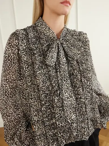 Sea Charlize Tie-detailed Ruffled Animal-print Chiffon Blouse | Thumbnail 5 Sea Charlize Tie-detailed Ruffled Animal-print Chiffon Blouse | Thumbnail 5
