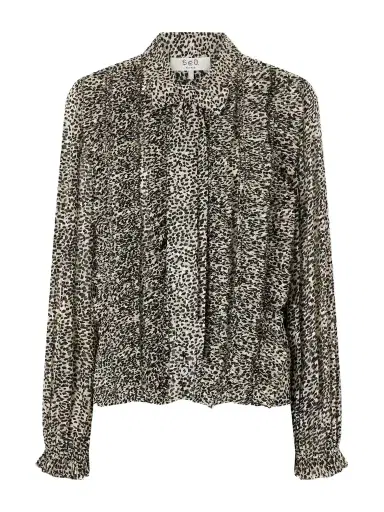 Sea Charlize Tie-detailed Ruffled Animal-print Chiffon Blouse | Thumbnail 1 Sea Charlize Tie-detailed Ruffled Animal-print Chiffon Blouse | Thumbnail 1