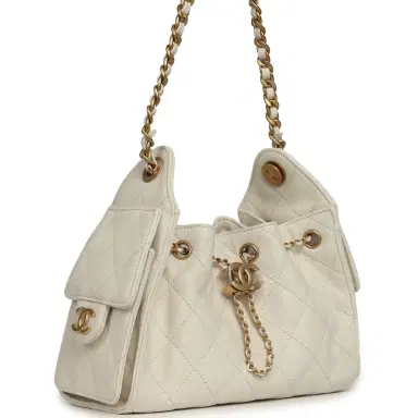 Chanel Chanel Mini 25 Hobo Bag White Caviar Antique Gold Hardware | Thumbnail 2 Chanel Chanel Mini 25 Hobo Bag White Caviar Antique Gold Hardware | Thumbnail 2