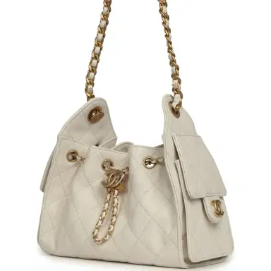 Chanel Chanel Mini 25 Hobo Bag White Caviar Antique Gold Hardware | Thumbnail 5 Chanel Chanel Mini 25 Hobo Bag White Caviar Antique Gold Hardware | Thumbnail 5