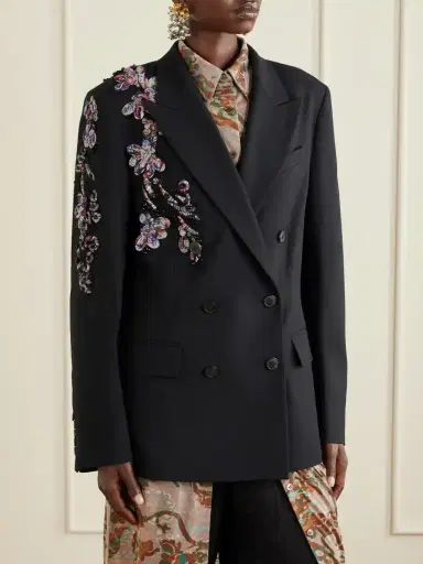 Dries Van Noten Embellished Double-breasted Wool-twill Blazer | Thumbnail 3 Dries Van Noten Embellished Double-breasted Wool-twill Blazer | Thumbnail 3