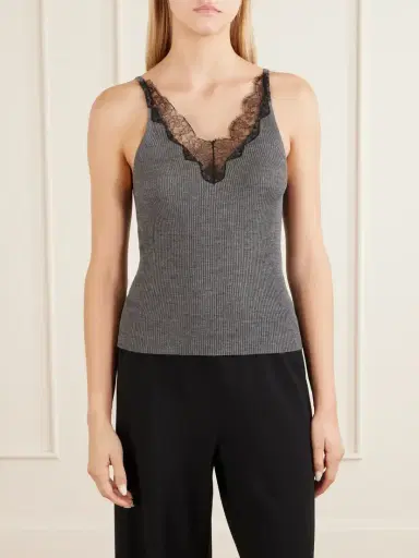 Nili Lotan Aronia Lace-trimmed Ribbed Silk-jersey Tank | Thumbnail 3 Nili Lotan Aronia Lace-trimmed Ribbed Silk-jersey Tank | Thumbnail 3