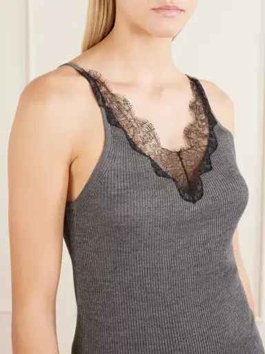 Nili Lotan Aronia Lace-trimmed Ribbed Silk-jersey Tank | Thumbnail 5 Nili Lotan Aronia Lace-trimmed Ribbed Silk-jersey Tank | Thumbnail 5