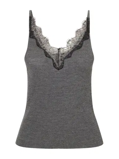 Nili Lotan Aronia Lace-trimmed Ribbed Silk-jersey Tank | Thumbnail 1 Nili Lotan Aronia Lace-trimmed Ribbed Silk-jersey Tank | Thumbnail 1