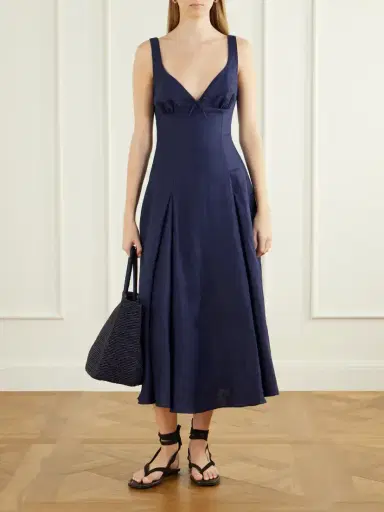 Faithfull Bow-detailed Linen Midi Dress | Thumbnail 2 Faithfull Bow-detailed Linen Midi Dress | Thumbnail 2