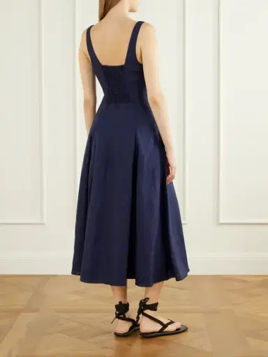 Faithfull Bow-detailed Linen Midi Dress | Thumbnail 3 Faithfull Bow-detailed Linen Midi Dress | Thumbnail 3