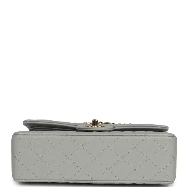 Chanel Chanel Small Classic Double Flap Bag Light Grey Caviar Light Gold Hardware | Thumbnail 6 Chanel Chanel Small Classic Double Flap Bag Light Grey Caviar Light Gold Hardware | Thumbnail 6