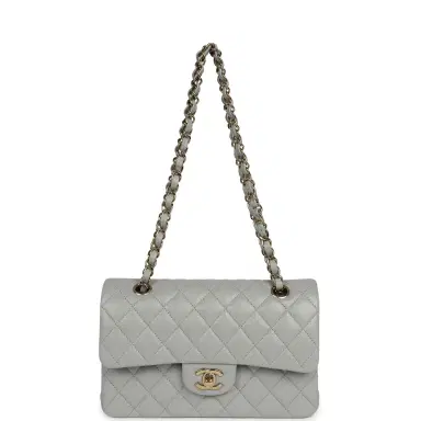 Chanel Chanel Small Classic Double Flap Bag Light Grey Caviar Light Gold Hardware | Thumbnail 7 Chanel Chanel Small Classic Double Flap Bag Light Grey Caviar Light Gold Hardware | Thumbnail 7