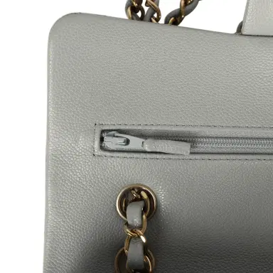 Chanel Chanel Small Classic Double Flap Bag Light Grey Caviar Light Gold Hardware | Thumbnail 8 Chanel Chanel Small Classic Double Flap Bag Light Grey Caviar Light Gold Hardware | Thumbnail 8