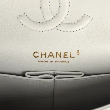 Chanel Chanel Small Classic Double Flap Bag Light Grey Caviar Light Gold Hardware | Thumbnail 9 Chanel Chanel Small Classic Double Flap Bag Light Grey Caviar Light Gold Hardware | Thumbnail 9