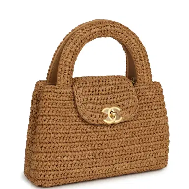 Chanel Chanel Small Kelly Shopper Dark Beige Raffia Brushed Gold Hardware | Thumbnail 2 Chanel Chanel Small Kelly Shopper Dark Beige Raffia Brushed Gold Hardware | Thumbnail 2