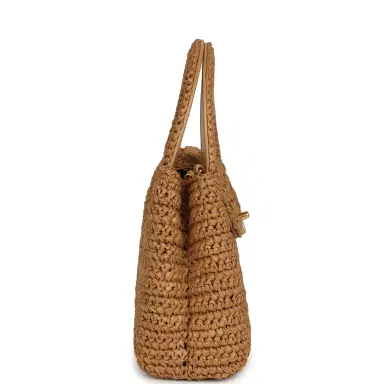 Chanel Chanel Small Kelly Shopper Dark Beige Raffia Brushed Gold Hardware | Thumbnail 3 Chanel Chanel Small Kelly Shopper Dark Beige Raffia Brushed Gold Hardware | Thumbnail 3