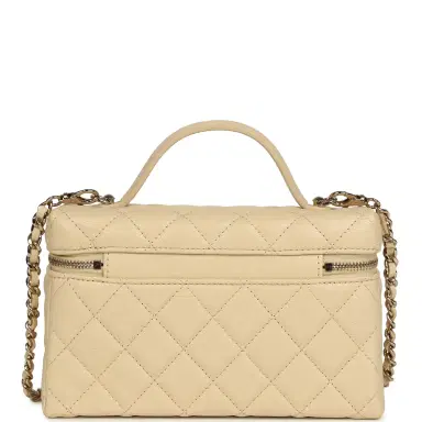 Chanel Chanel Top Handle Long Vanity Case with Chain Beige Shiny Caviar Light Gold Hardware | Thumbnail 4 Chanel Chanel Top Handle Long Vanity Case with Chain Beige Shiny Caviar Light Gold Hardware | Thumbnail 4