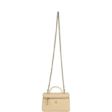 Chanel Chanel Top Handle Long Vanity Case with Chain Beige Shiny Caviar Light Gold Hardware | Thumbnail 7 Chanel Chanel Top Handle Long Vanity Case with Chain Beige Shiny Caviar Light Gold Hardware | Thumbnail 7