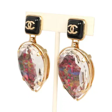 Chanel Chanel Tweed Drop Earrings Black Enamel Gold Tone Hardware | Thumbnail 4 Chanel Chanel Tweed Drop Earrings Black Enamel Gold Tone Hardware | Thumbnail 4
