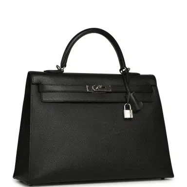 HERMÈS gerry Pre-owned Hermes Kelly Sellier 35 Black Epsom Palladium Hardware | Thumbnail 2 HERMÈS gerry Pre-owned Hermes Kelly Sellier 35 Black Epsom Palladium Hardware | Thumbnail 2